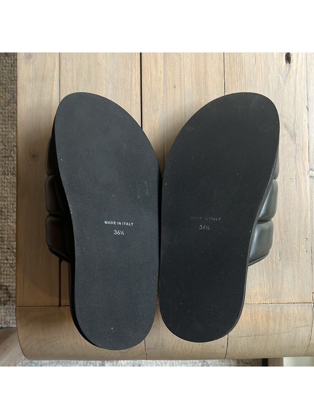 Gia Borghini Black Padded Leather Platform Slides Mules Size 36.5, US 6 - Picture 10 of 12